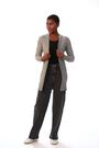 Roman Grey Longline Stretch Ribbed Cardigan - Image 2 of 6