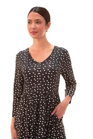 Roman Black Spot Print Button Detail V-Neck Dress - Image 2 of 6