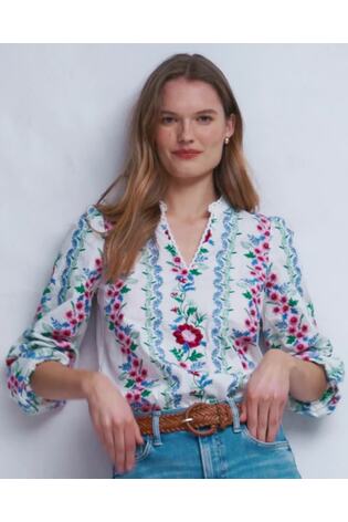Boden Red Embroidered Cotton Popover Top - Image 2 of 8