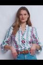Boden Red Embroidered Cotton Popover Top - Image 2 of 8
