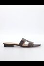 Dune London Brown Standard Fit Leather Loupe Smart Slider Sandals - Image 2 of 5