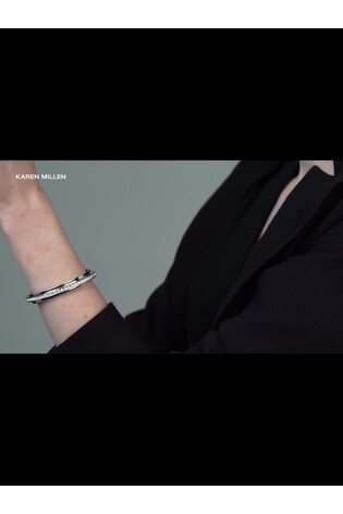 Karen Millen Silver Tone Crystal Diagonal Cuff Bracelet - صورة 2 من 6 Karen Millen Silver Tone Crystal Diagonal Cuff Bracelet - صورة 2 من 6