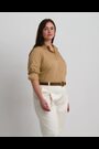 Lauren Ralph Lauren Curve Tan Brown Featherweight Cotton Shirt - Image 2 of 7