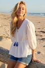 Roman White Tassel Tie Front Blouse - Image 2 of 5