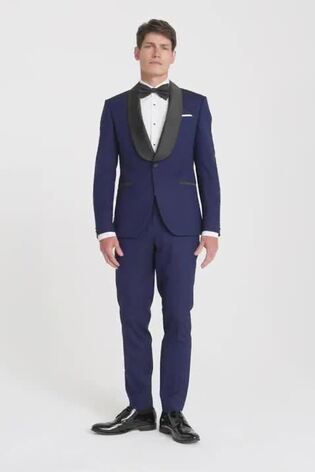 MOSS Blue Slim Fit Dresswear Suit: Jacket - Image 2 of 7