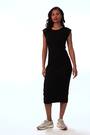 Roman Black Ribbed Cap Sleeve Midi Dress - Image 2 of 6
