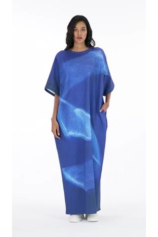 leem Blue Arabic Print Kaftan - Image 2 of 6