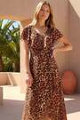 Roman Brown Animal Print Midi Dress - Image 2 of 6