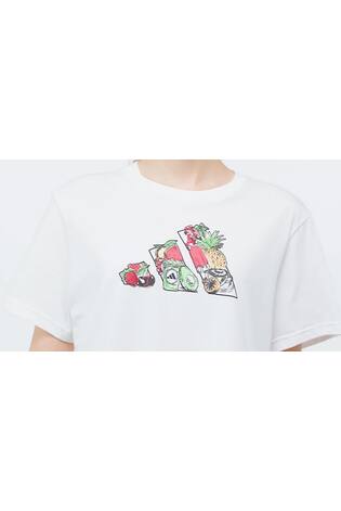 adidas White Food Cropped Loose Graphic T-Shirt - Image 2 of 7