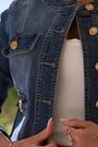 Sosandar Blue Round Neck Pocket Front Denim Jacket - Image 2 of 6