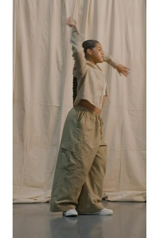Beige Linen Cotton Blend Mid Rise Cargo Trousers - Image 2 of 6