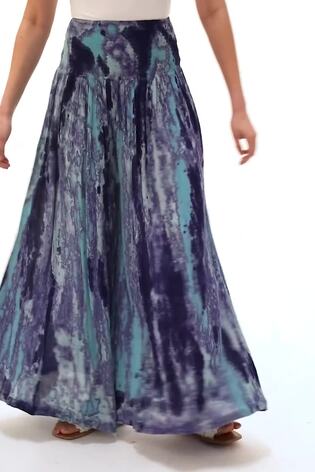 Roman Blue Abstract Palazzo Trousers - Image 2 of 5