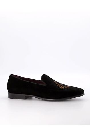 Dune London Black Styless Crest Loafers