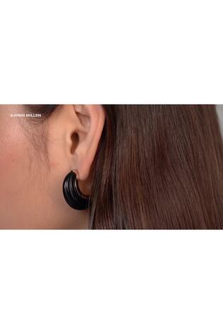 Karen Millen Black Tapered Hoop Earrings - Image 2 of 6