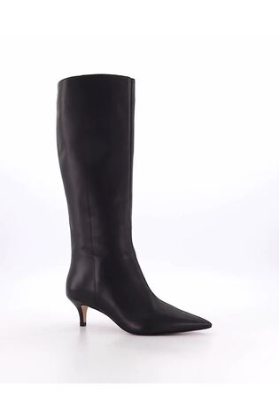 Buy Dune London Black Regular Fit Smooth Kitten Heel Point Knee High Boots from Next Canada