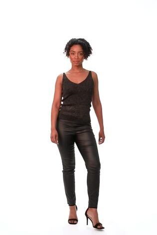 Roman Black Petite Faux Leather Pull On Trousers - Image 2 of 6