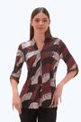 Roman Red Leaf Print V-Neck Stretch Jersey Top - Image 2 of 6