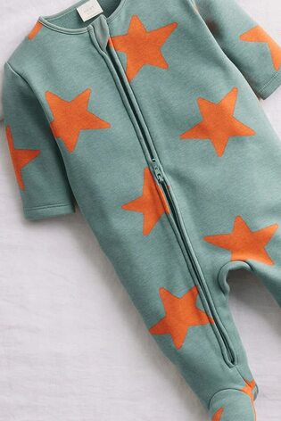 Teal Blue Fleece Lined Baby Sleepsuit - Image 2 of 10