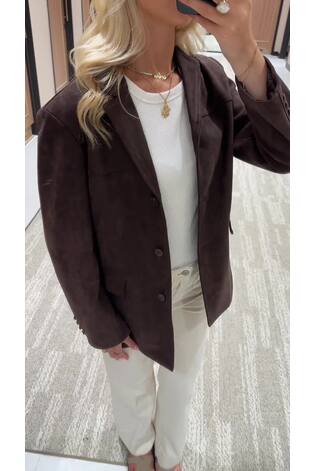 Chocolate Brown Faux Suede Jacket - Image 2 of 10