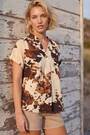 Roman Brown Cow Print Pleat Top - Image 2 of 6