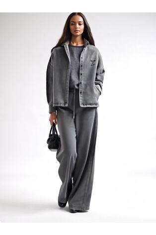 Religion Grey Eccentric Washed Denim Shirt Jacket With Embroidery And Studs - Image 2 of 7