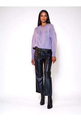 Religion Purple Lucy Love Jumper In Soft Loose Knit With Love Embroidered Slogan - Image 2 of 7