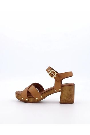 Dune London Natural Cross Strap Heeled Judies Sandals - Image 2 of 6