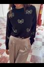 Սև - Love & Roses Crew Neck Embellished Butterfly Detail Knitted Jumper - Պատկեր 2 6-ից