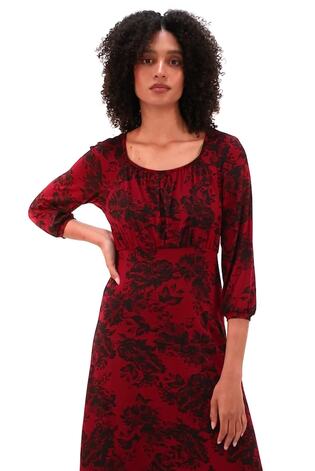 Roman Red Floral Print Stretch Jersey Dress - Image 2 of 6