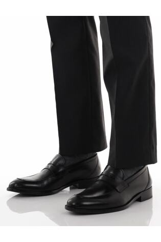 Jones Bootmaker Black Chrome Leather Penny Loafers - Image 2 of 6