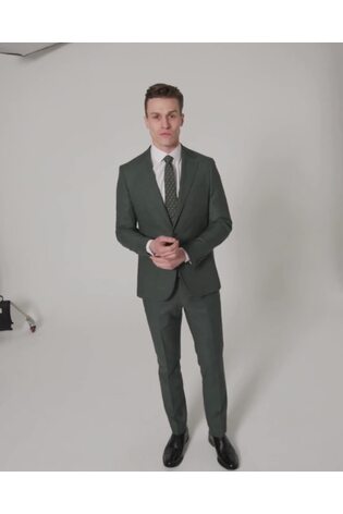 Harry Brown Green Sandro Slim Fit Linen Look Suit Trousers - Image 2 of 8