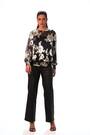 Roman Metallic Foil Floral Print Plisse Shirred Top - Image 2 of 6