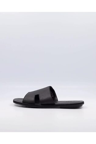 Dune London Black Incense Saffiano Emboss Sandals