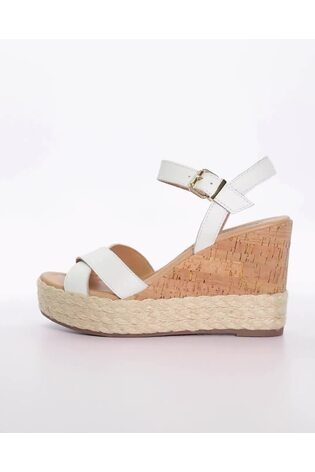 Dune London White Kindest Cross Strap Wedge Sandals - Image 2 of 6