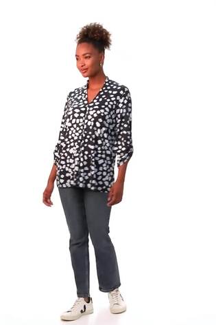 Roman Blue Spot Print V-Neck Stretch Tunic Top - Image 2 of 6