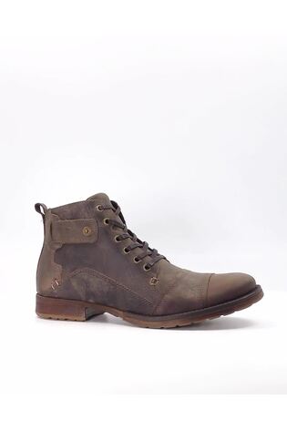 Dune London Brown Heavy Duty Leather Simon Ankle Boots - Image 2 of 6