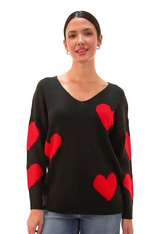 Roman Red V-Neck Heart Detail Knit Jumper - Image 2 of 6