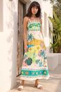 Roman White Beach Print Strappy Midi Dress - Image 2 of 5