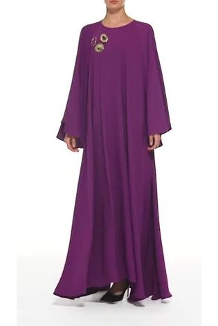 leem Purple Brooch Embellished Long Kaftan Maxi Dress - Image 2 of 5