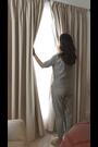 Grey Brushed Star Stripe Blackout Eyelet Curtains - Image 2 of 6