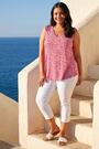Roman Pink Curve Printed Ruched Shoulder Vest Top - Image 2 of 5