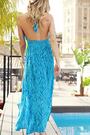 Sosandar Blue Zebra Halter Maxi Dress - Image 2 of 6