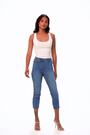 Roman Blue Cropped Stretch Elastic Waist Denim Leggings - Image 2 of 6