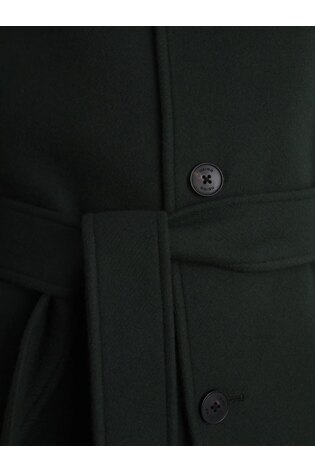 Wool-Blend Belted Funnel-Neck Overcoat in Emerald Green - Image 2 of 10