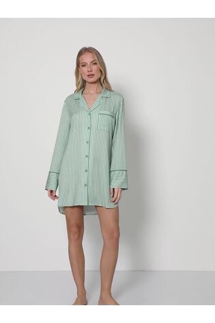 Aruelle Green Muted Stripe Nightshirt - Image 2 of 4