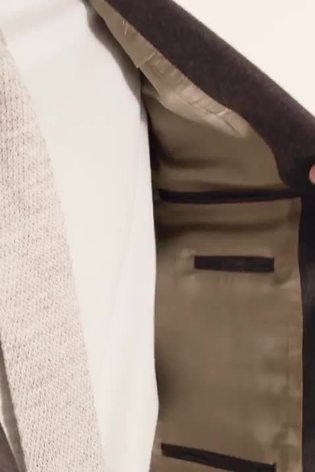 MOSS x Barberis Brown Tailored Fit Plain Flannel Suit: Jacket