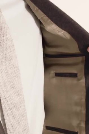 MOSS x Barberis Brown Tailored Fit Plain Flannel Suit Jacket - Image 2 of 5