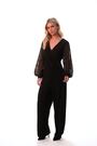 Roman Black Petite Jacquard Contrast V-Neck Wrap Top - Image 2 of 6