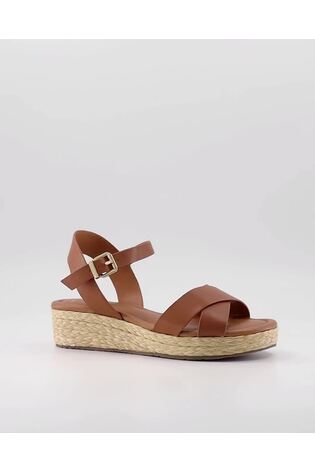 Dune London White Wide Fit Linnie Cross-Strap Flatform Sandals - Image 2 of 6