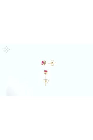 The Diamond Store 9K Yellow Gold Ruby Earrings - Image 2 of 4